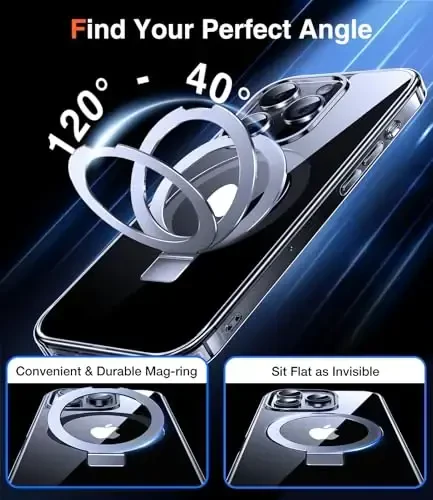 Chicfun 3-in-1 [Magnetic+Kickstand+Ring Holder] for iPhone 16 Pro Case with Stand Ring Holder， Compatible with MagSafe, Military Shockproof Kickstand Phone Case iPhone 16 Pro Cover Clear - 4