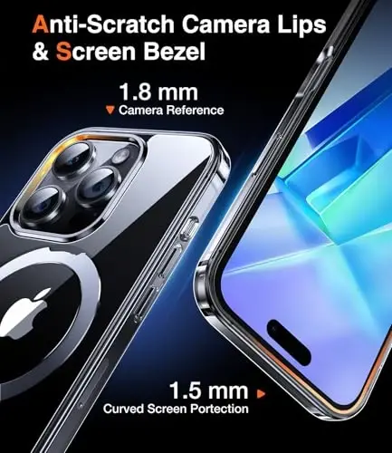 Chicfun 3-in-1 [Magnetic+Kickstand+Ring Holder] for iPhone 16 Pro Max Case Stand Ring Holder Compatible with MagSafe, Military Shockproof iPhone 16 Pro Max Phone Case Kickstand Cover Clear - 6