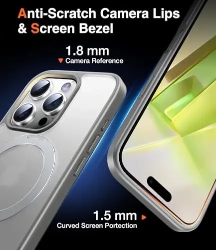 Chicfun 3-in-1 [Magnetic+Kickstand+Ring Holder] for iPhone 16 Pro Max Case Stand Ring Holder Compatible with MagSafe, Military Shockproof iPhone 16 Pro Max Phone Case Kickstand Cover Grey - 6