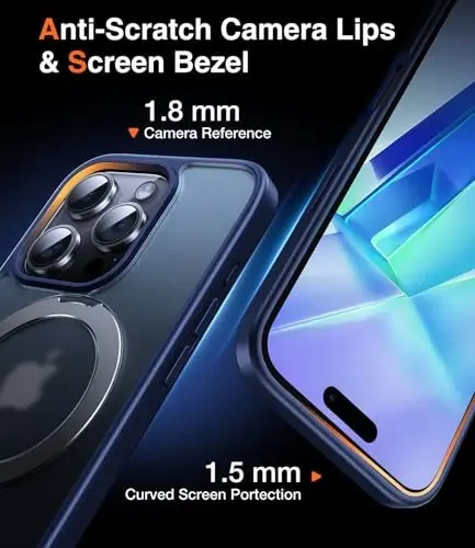 Chicfun 3-in-1 [Magnetic+Kickstand+Ring Holder] for iPhone 16 Pro Max Case Stand Ring Holder Compatible with MagSafe, Military Shockproof iPhone 16 Pro Max Phone Case Kickstand Cover Blue - 6