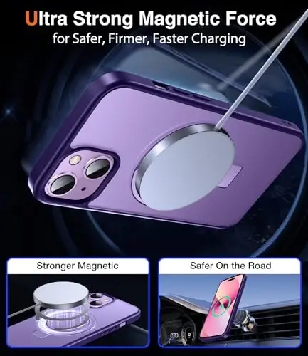 Chicfun 3-in-1 [Magnetic+Kickstand+Ring Holder] for iPhone 13 Case, iPhone 14 Case Compatible with MagSafe, Phone Case iPhone 13/14 with Stand Military Shockproof Protective Magnetic Cover - 4