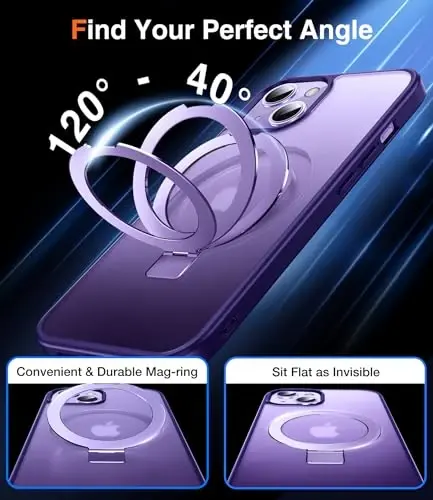 Chicfun 3-in-1 [Magnetic+Kickstand+Ring Holder] for iPhone 13 Case, iPhone 14 Case Compatible with MagSafe, Phone Case iPhone 13/14 with Stand Military Shockproof Protective Magnetic Cover - 5