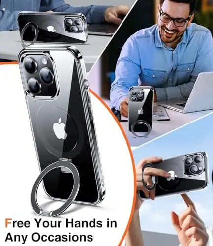 Chicfun 3-in-1 [Magnetic+Kickstand+Ring Holder] for iPhone 15 Pro Max Case Stand Ring Holder Compatible with MagSafe, Military Shockproof Protective Matte iPhone 15 Pro Max Phone Case Kickstand Cover - 2