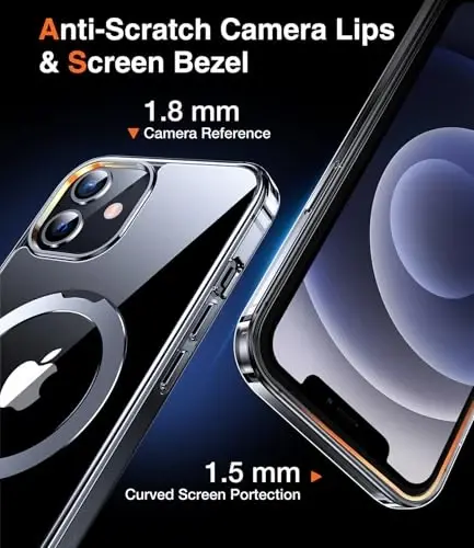 Chicfun 3-in-1 [Magnetic+Kickstand+Ring Holder] for iPhone 12/12 Pro Case Stand Ring Holder Compatible with MagSafe, Military Shockproof Protective iPhone 12/12 Pro Phone Case Kickstand Cover Clear - 6