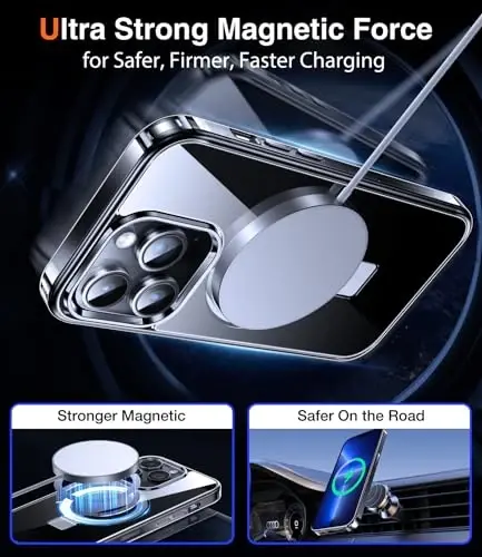 Chicfun 3-in-1 [Magnetic+Kickstand+Ring Holder] for iPhone 14 Pro Case Compatible with MagSafe, iPhone 14 Pro Phone Case with Stand Military Shockproof Protective Magnetic Matte Hard Cover - 4