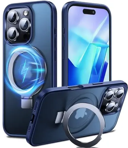 Chicfun 3-in-1 [Magnetic+Kickstand+Ring Holder] for iPhone 16 Pro Case with Stand Ring Holder， Compatible with MagSafe, Military Shockproof Kickstand Phone Case iPhone 16 Pro Cover Blue - 1