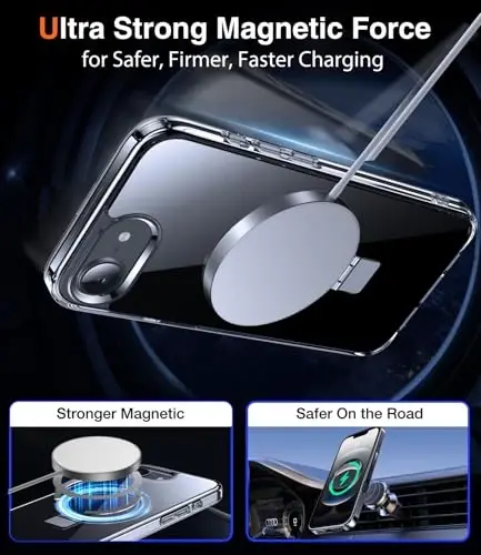 Chicfun 3-in-1 [Magnetic+Kickstand+Ring Holder] for iPhone 16e Case 2025 Stand Ring Holder Compatible with MagSafe, Military Shockproof Protective iPhone 16e Phone Case Kickstand Cover Clear - 4