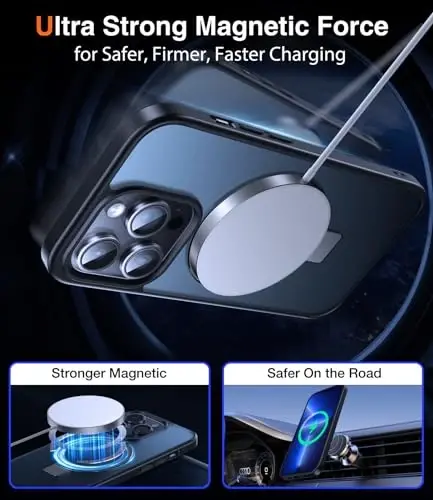 Chicfun 3-in-1 [Magnetic+Kickstand+Ring Holder] for iPhone 14 Pro Case Compatible with MagSafe, iPhone 14 Pro Phone Case with Stand Military Shockproof Protective Magnetic Matte Hard Cover - 4