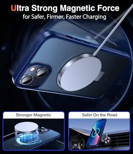Chicfun 3ü 1 arada [Meynetik+Destek Çubuğu+Halka Tutucu] iPhone 14 Plus Kılıf, Standlı Halka Tutuculu, MagSafe Uyumlu, Askeri Sınıf Darbeye Dayanıklı Destek Çubuklu Telefon Kılıfı iPhone 14 Plus Kapak Mavi - 4