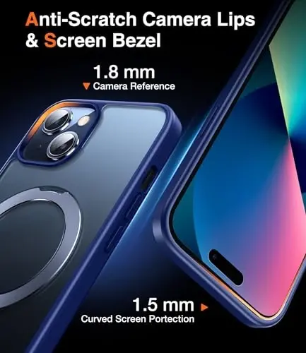 Chicfun 3ü 1 arada [Meynetik+Destek Çubuğu+Halka Tutucu] iPhone 14 Plus Kılıf, Standlı Halka Tutuculu, MagSafe Uyumlu, Askeri Sınıf Darbeye Dayanıklı Destek Çubuklu Telefon Kılıfı iPhone 14 Plus Kapak Mavi - 6