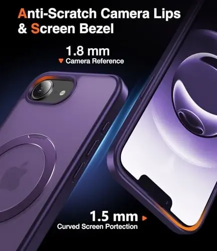 Chicfun 3-in-1 [Magnetic+Kickstand+Ring Holder] for iPhone 17e Case & iPhone 16e case with Stand Compatible with MagSafe, Military Shockproof Protective iPhone 17e Phone Case Kickstand Cover Purple - 3