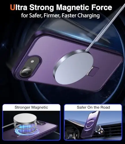 Chicfun 3-in-1 [Magnetic+Kickstand+Ring Holder] for iPhone 17e Case & iPhone 16e case with Stand Compatible with MagSafe, Military Shockproof Protective iPhone 17e Phone Case Kickstand Cover Purple - 6