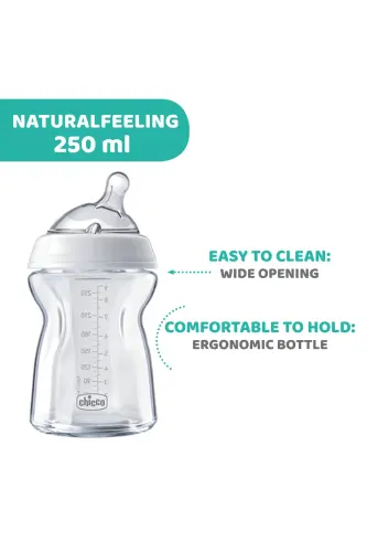 Chicoo Naturalfeeling Glass Baby Bottle 0 Months 250 ml - 6