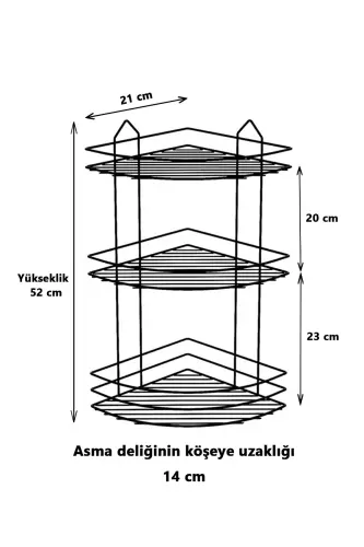 Chidamli zanglamaydigan yopishqoqli hammom burchagi tokchasi - 3