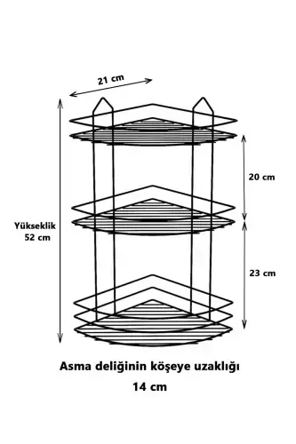 Chidamli zanglamaydigan yopishqoqli hammom burchagi tokchasi - 3