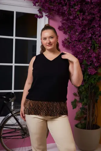 Chiffon Lined Plus Size Blouse Coffee - 3