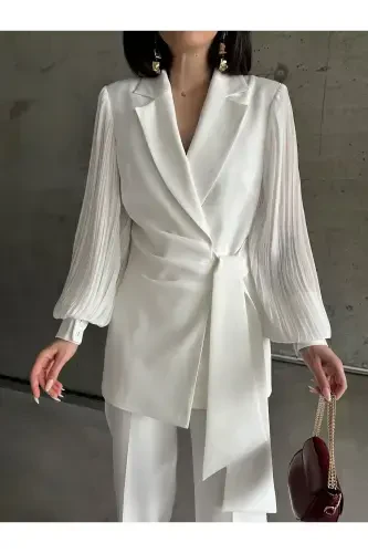 Chiffon Sleeve Two-Piece Suit - 1