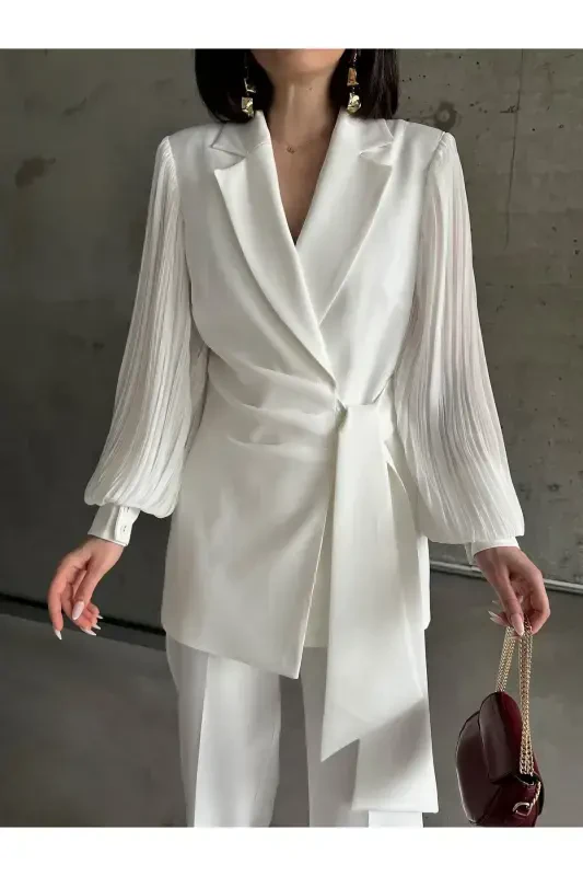 Chiffon Sleeve Two-Piece Suit - 1