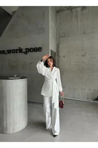 Chiffon Sleeve Two-Piece Suit - 3