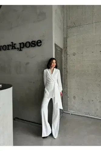 Chiffon Sleeve Two-Piece Suit - 4