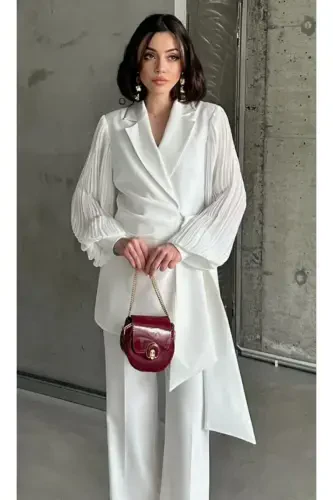 Chiffon Sleeve Two-Piece Suit - 6