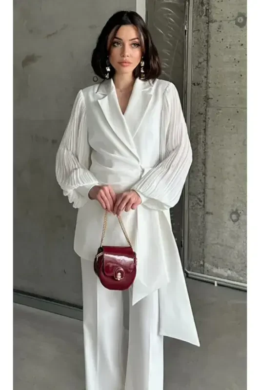 Chiffon Sleeve Two-Piece Suit - 6