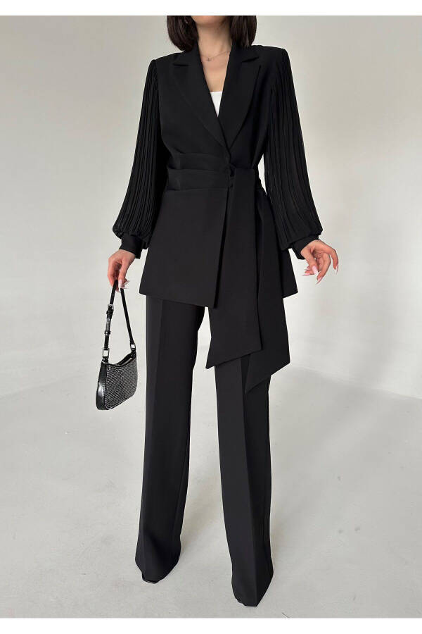 Chiffon Sleeved Two-Piece Suit - 4