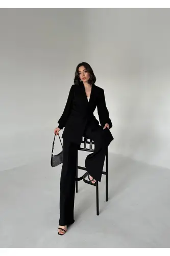 Chiffon Sleeved Two-Piece Suit - 4