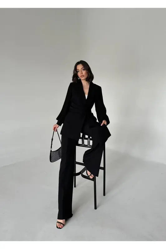 Chiffon Sleeved Two-Piece Suit - 4