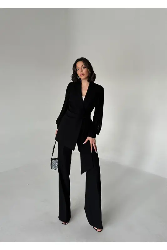 Chiffon Sleeved Two-Piece Suit - 5