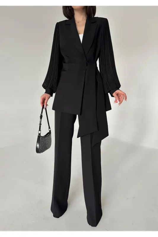 Chiffon Sleeved Two-Piece Suit - 3