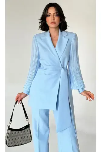 Chiffon Sleeved Two-Piece Suit - 1
