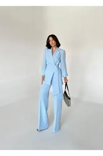 Chiffon Sleeved Two-Piece Suit - 4