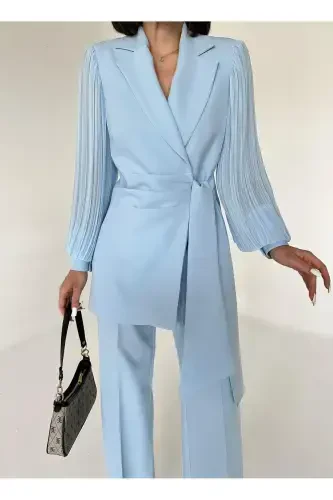 Chiffon Sleeved Two-Piece Suit - 5