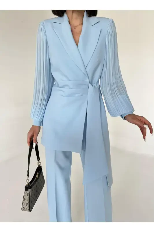Chiffon Sleeved Two-Piece Suit - 5