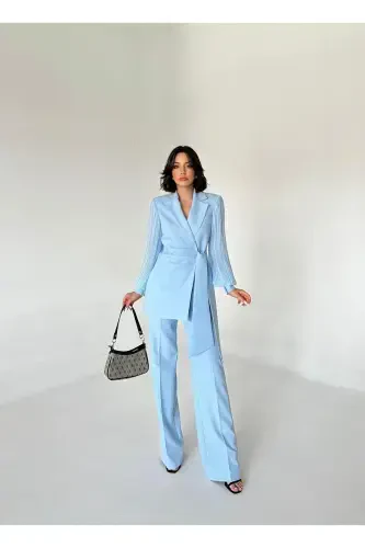 Chiffon Sleeved Two-Piece Suit - 6