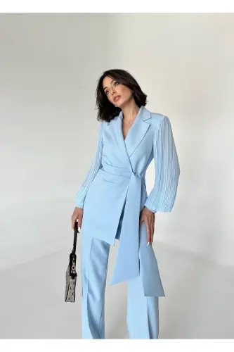 Chiffon Sleeved Two-Piece Suit - VUNTAL BUTİK (1)