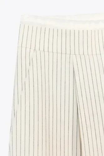 CHIFT BEL BANTLI WIDE LEG PANTOLON-chizgili - 10