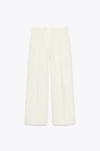 CHIFT BEL BANTLI WIDE LEG PANTOLON-chizgili - 8