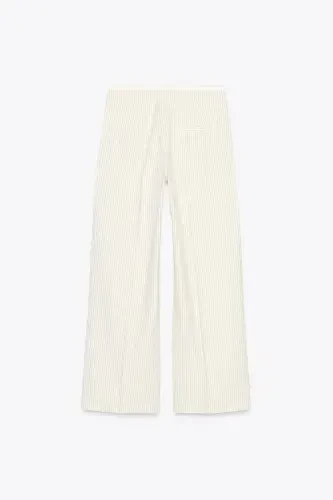 CHIFT BEL BANTLI WIDE LEG PANTOLON-chizgili - 9