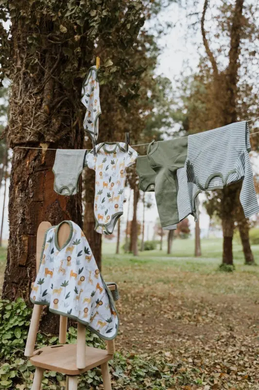 Chift Tarafli Bebek Yelek Organik Paxta-yeşil?l - 2