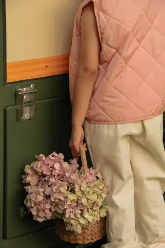 child, baby quilted seasonal vest-salmon - 2