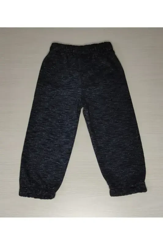 Child Mottled Black Knitted Three Thread Unbrushed Seasonal Single Sweatpants-MOTTLED BLACK - 1
