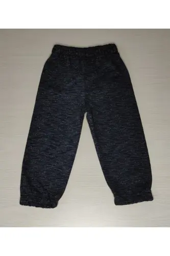 Child Mottled Black Knitted Three Thread Unbrushed Seasonal Single Sweatpants-MOTTLED BLACK 