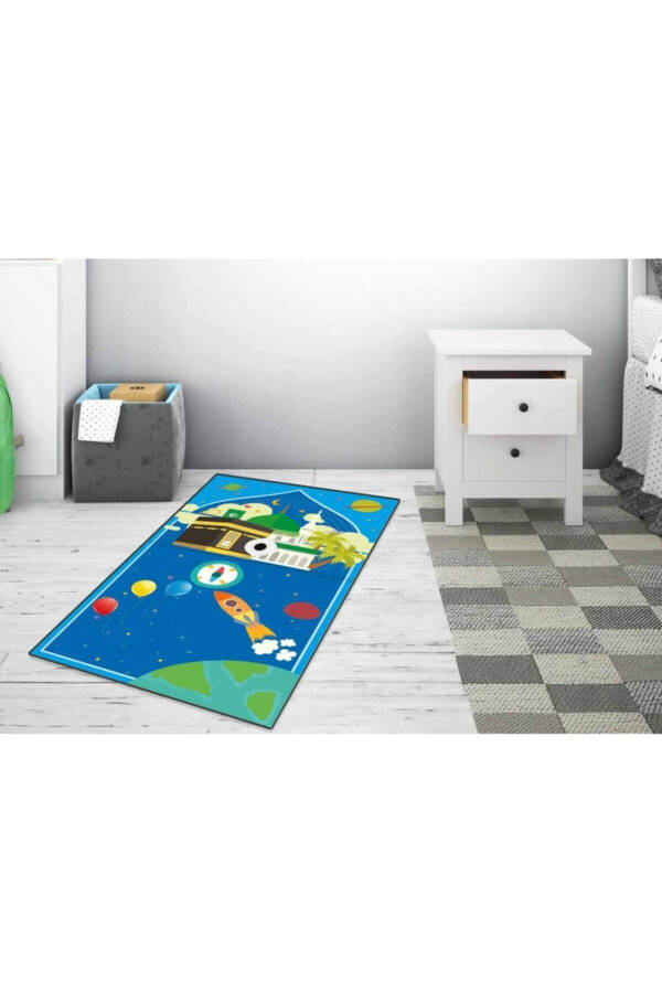 Children Prayer Rug / Felt Prayer Rug / Kids Prayer Mat / Machine Washable Blue Prayer Rug / Cute Prayer - 2