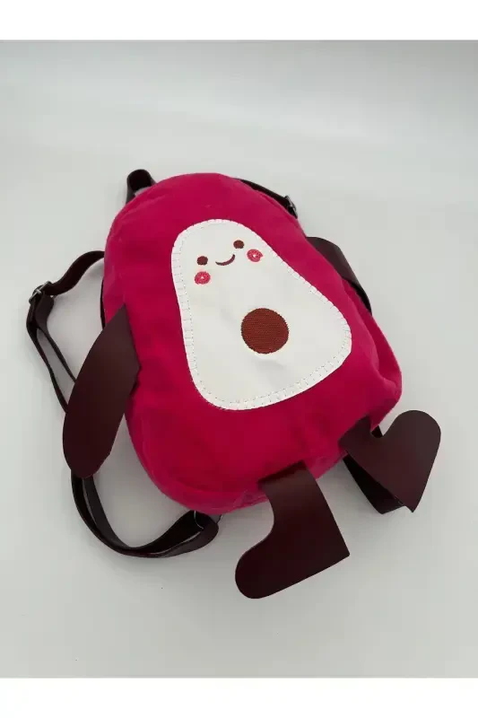 Children Smiling Face Patterned Home School Kindergarten Backpack-fuchsia - 3