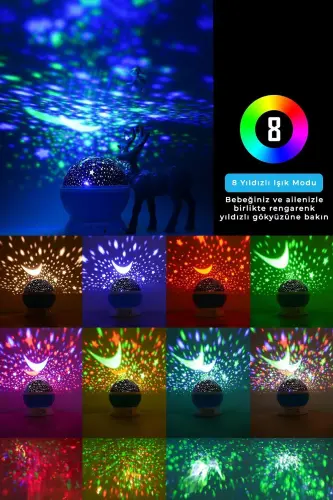 Children's Baby and Kids Room Night Table Lamp Light Sphere Projector with Projection - 7
