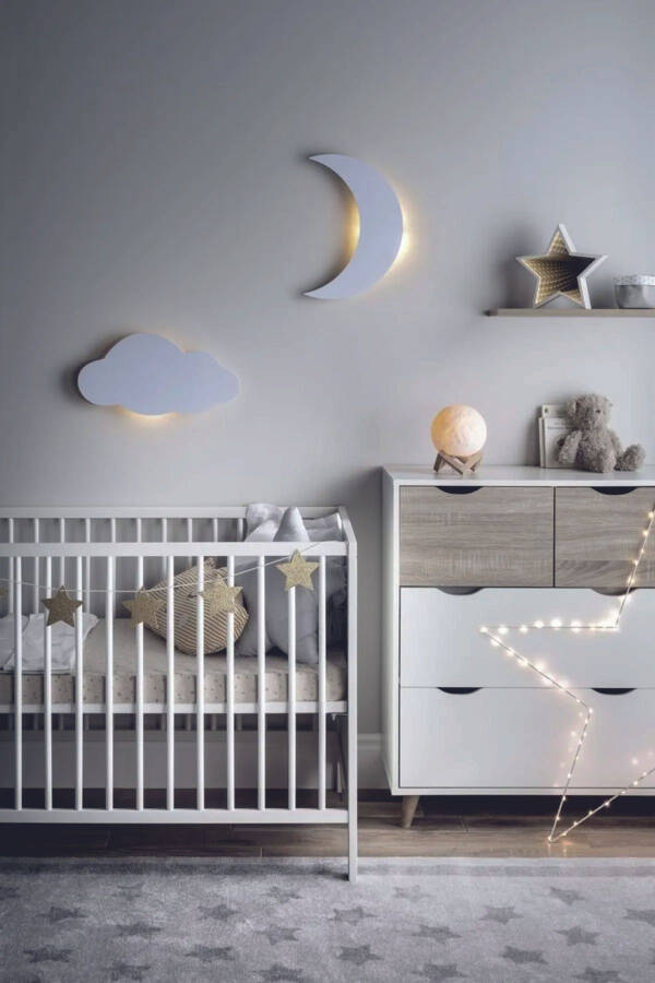 Children's-Baby Room Decorative Cloud and Moon Led Lighting Set - 2