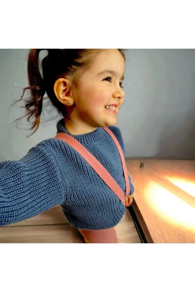 Children's Bicycle Neck Oversize Knit Sweater - 1