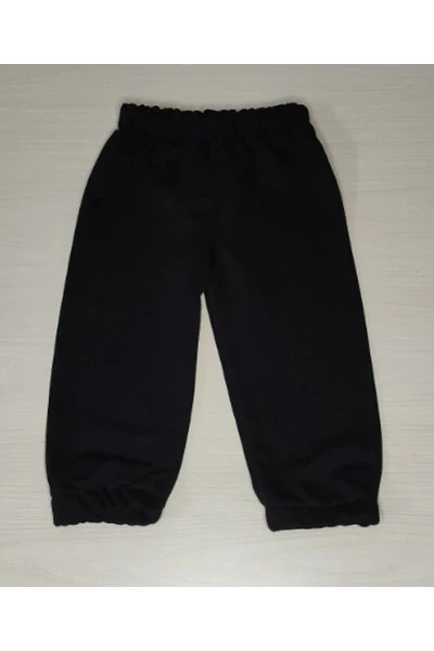 Children's Black Cotton Three-Thread Non-Pilling Seasonal Single Sweatpants - BOMENTI LIFE